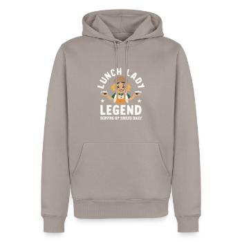 School Lunch Lady Schularbeiterin In Der Cafeteria - Männer Premium Bio Hoodie - Taupe - Vorne - Nico (187cm)