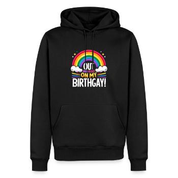 Birthgay Gay Pride Flag Pride Month Equal Rights - Men’s Premium Organic Hoodie - black - Front - Nico (187cm)
