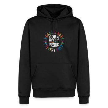 Birthgay Gay Pride Flag Pride Month Equal Rights - Men’s Premium Organic Hoodie - black - Front - Nico (187cm)
