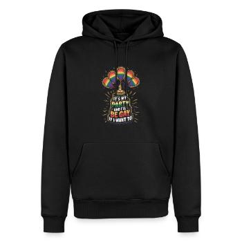 Birthgay Gay Pride Flag Mois de la fierté Egalité des droits - Sweat à capuche Premium bio Homme - noir - Devant - Nico (187cm)