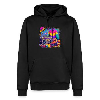 Retro-Nostalgie der 90er Jahre - Männer Premium Bio Hoodie - Schwarz - Vorne - Nico (187cm)