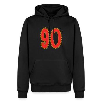 90. 90 JAHRE. 90. JAHRESTAG. 90-JÄHRIGES JUBILÄUM. - Männer Premium Bio Hoodie - Schwarz - Vorne - Nico (187cm)