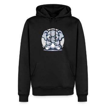 Éléphant - Sweat à capuche Premium bio Homme - noir - Devant - Nico (187cm)