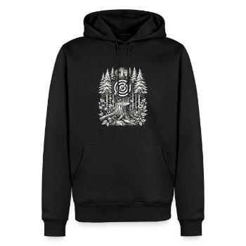 Maîtres du lancer de hache pour une pratique précise de la cible - Sweat à capuche Premium bio Homme - noir - Devant - Nico (187cm)