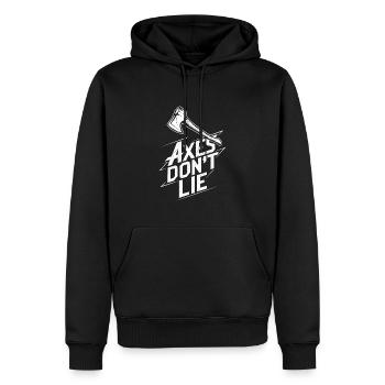 Maîtres du lancer de hache pour une pratique précise de la cible - Sweat à capuche Premium bio Homme - noir - Devant - Nico (187cm)