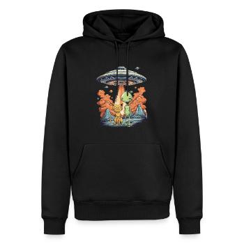 Katze Ufo Meme Lustig Überrascht Verängstigte Katze Selfie - Männer Premium Bio Hoodie - Schwarz - Vorne - Nico (187cm)