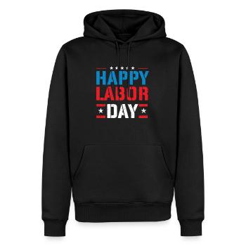 Bonne fête du Travail Travailleur syndical qualifié - Sweat à capuche Premium bio Homme - noir - Devant - Nico (187cm)