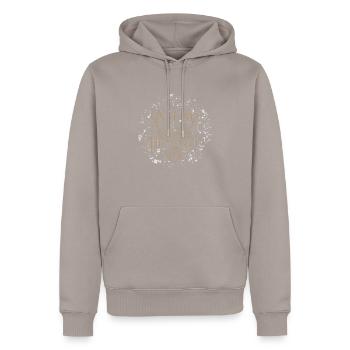 Hirsch Trachtenshirt Pirsch Alm Jäger Berg Wald - Männer Premium Bio Hoodie - Taupe - Vorne - Nico (187cm)