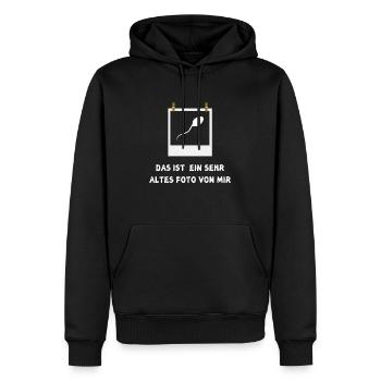 Das ist ein sehr altes Foto von mir - T-Shirt, Fun - Männer Premium Bio Hoodie - Schwarz - Vorne - Nico (187cm)