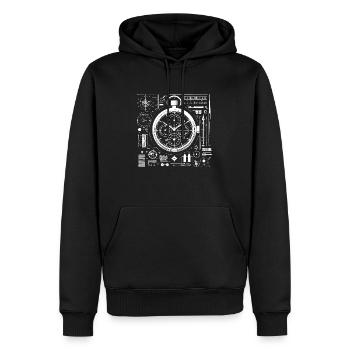 Vintage Wireframes Clock Design - Men’s Premium Organic Hoodie - black - Front - Nico (187cm)