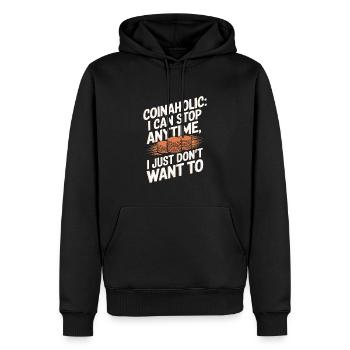 Pièces de collection Collection de pièces Histoire numismatique - Sweat à capuche Premium bio Homme - noir - Devant - Nico (187cm)
