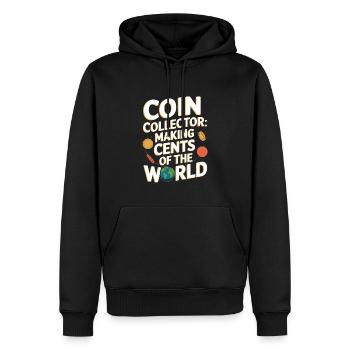 Pièces de collection Collection de pièces Histoire numismatique - Sweat à capuche Premium bio Homme - noir - Devant - Nico (187cm)