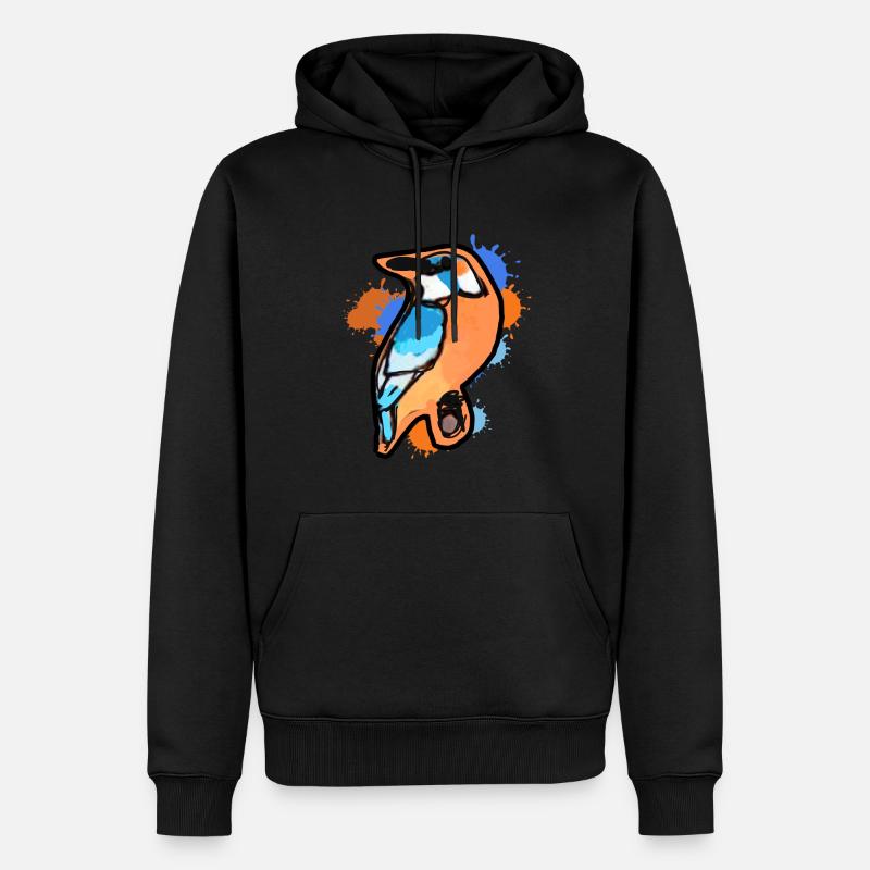 Eisvogel,Zeichnung,abstrakt,bunt,vogel,Graffiti - Männer Premium Bio Hoodie - Schwarz