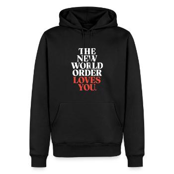 Conspiration mondiale du Nouvel Ordre Mondial - Sweat à capuche Premium bio Homme - noir - Devant - Nico (187cm)