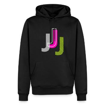 J Buchstabe - Männer Premium Bio Hoodie - Schwarz - Vorne - Nico (187cm)