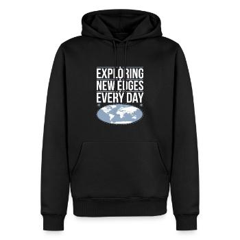 Flat Earth Satire Funny Conspiracy And - Men’s Premium Organic Hoodie - black - Front - Nico (187cm)