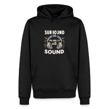 Accros aux écouteurs Un son immersif haut de gamme - Sweat à capuche Premium bio Homme - noir - Devant - Nico (187cm)