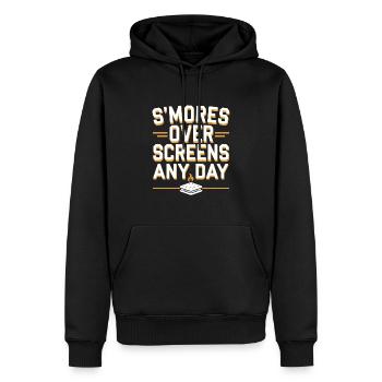 Nostalgische Camping-erinnerungen, Retro-vibes, - Männer Premium Bio Hoodie - Schwarz - Vorne - Nico (187cm)