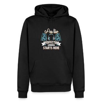 Un son haut de gamme de haute qualité pour la culture audiophile - Sweat à capuche Premium bio Homme - noir - Devant - Nico (187cm)