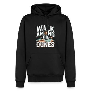 Des vagabonds du désert, des sentiers accidentés et des - Sweat à capuche Premium bio Homme - noir - Devant - Nico (187cm)