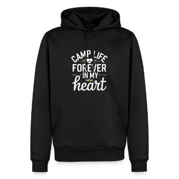 Nostalgische Camping-erinnerungen, Retro-vibes, - Männer Premium Bio Hoodie - Schwarz - Vorne - Nico (187cm)