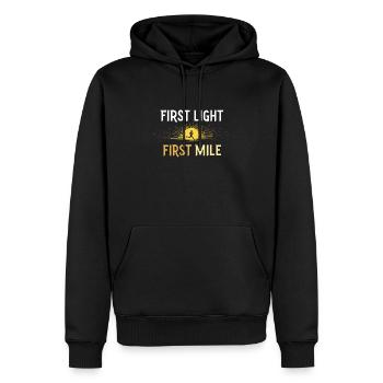 Sunrise Runner Tôt le matin Fitness Aube Courir - Sweat à capuche Premium bio Homme - noir - Devant - Nico (187cm)