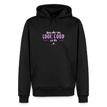 "discovering My - Men’s Premium Organic Hoodie - black - Front - Nico (187cm)