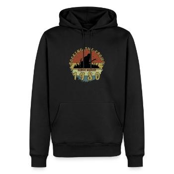45e anniversaire Faire vibrer la foule GIT 03/1980 - Sweat à capuche Premium bio Homme - noir - Devant - Nico (187cm)