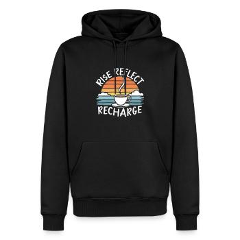 Morgenroutine, Wellness-gewohnheiten, Produktiver - Männer Premium Bio Hoodie - Schwarz - Vorne - Nico (187cm)