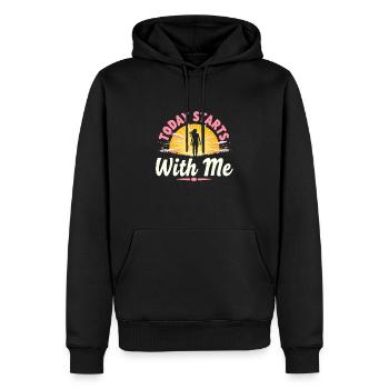 Morgenroutine, Wellness-gewohnheiten, Produktiver - Männer Premium Bio Hoodie - Schwarz - Vorne - Nico (187cm)