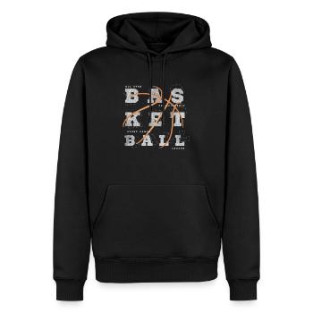 BASKET-BALL - Sweat à capuche Premium bio Homme - noir - Devant - Nico (187cm)