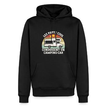 Papys cool en camping-car - Sweat à capuche Premium bio Homme - noir - Devant - Nico (187cm)