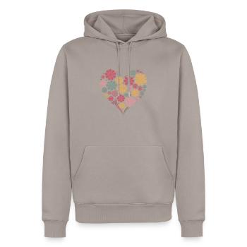 Red Flowers Green and Yellow Flowers Heart - Men’s Premium Organic Hoodie - taupe - Front - Nico (187cm)