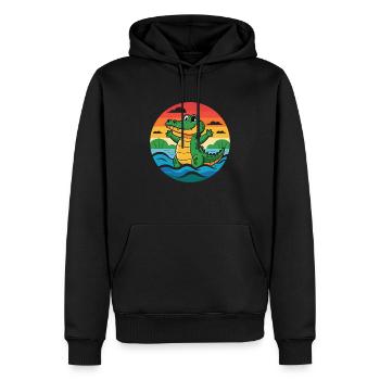 Alligator Retro Alligatoren - Männer Premium Bio Hoodie - Schwarz - Vorne - Nico (187cm)