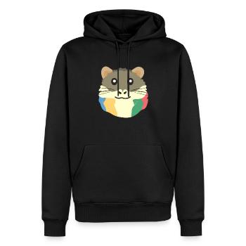 Ein süßes Cartoon-Tier mit einem mehrfarbigen Scha - Männer Premium Bio Hoodie - Schwarz - Vorne - Nico (187cm)