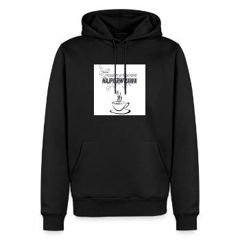 I'll be right back, coffee first - Men’s Premium Organic Hoodie - black - Front - Nico (187cm)