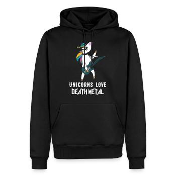 Unicorns Love Death Metal Heavy Metal Einhorn - Männer Premium Bio Hoodie - Schwarz - Vorne - Nico (187cm)