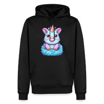 Einhorn-Schwein - Süße Fabeltier-Fusion - Männer Premium Bio Hoodie - Schwarz - Vorne - Nico (187cm)