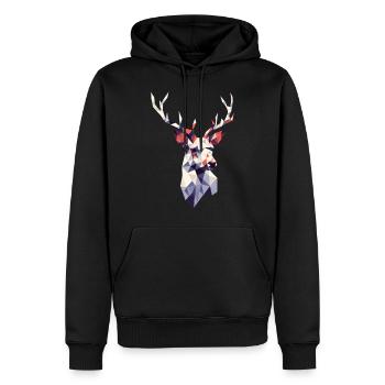 White Wonder : Renne polygonal dans la pureté - Sweat à capuche Premium bio Homme - noir - Devant - Nico (187cm)