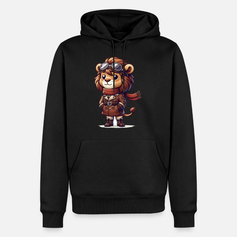 Pilote Lion mignon - Sweat à capuche Premium bio Homme - noir
