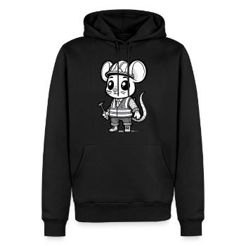 Cute Mouse Construction Worker - Männer Premium Bio Hoodie - Schwarz - Vorne - Nico (187cm)