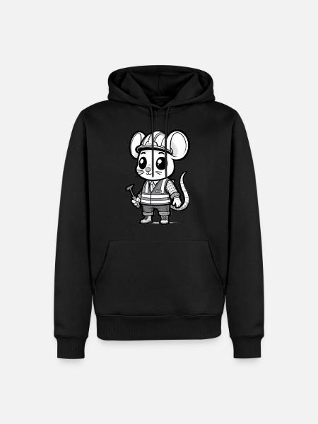 Cute Mouse Construction Worker - Männer Premium Bio Hoodie - Schwarz