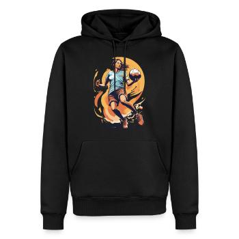 Handballer, style iconique et streetwear - Sweat à capuche Premium bio Homme - noir - Devant - Nico (187cm)