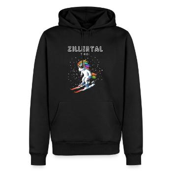 Zillertal Tirol Österreich Retro Ski Einhorn - Männer Premium Bio Hoodie - Schwarz - Vorne - Nico (187cm)