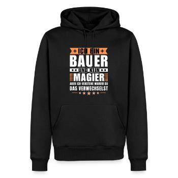 Ich bin Bauer und kein Magier - Männer Premium Bio Hoodie - Schwarz - Vorne - Nico (187cm)