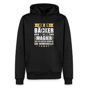 Ich bin Bäcker und kein Magier - Männer Premium Bio Hoodie - Schwarz - Vorne - Nico (187cm)