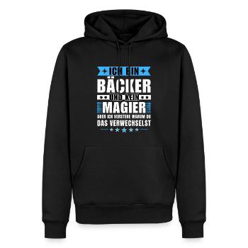 Ich bin Bäcker und kein Magier - Männer Premium Bio Hoodie - Schwarz - Vorne - Nico (187cm)