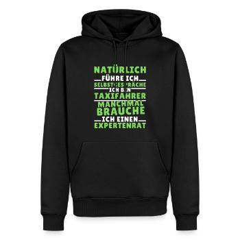 Ich führe Selbstgespräche - Taxifahrer Edition - Männer Premium Bio Hoodie - Schwarz - Vorne - Nico (187cm)