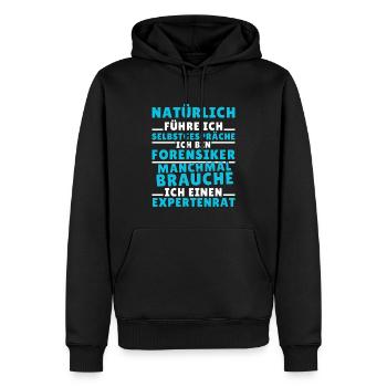 Ich führe Selbstgespräche - Forensiker Edition - Männer Premium Bio Hoodie - Schwarz - Vorne - Nico (187cm)
