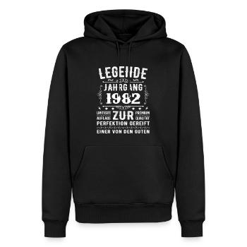 Legend - Vintage 1982 - Matured to perfection - Men’s Premium Organic Hoodie - black - Front - Nico (187cm)